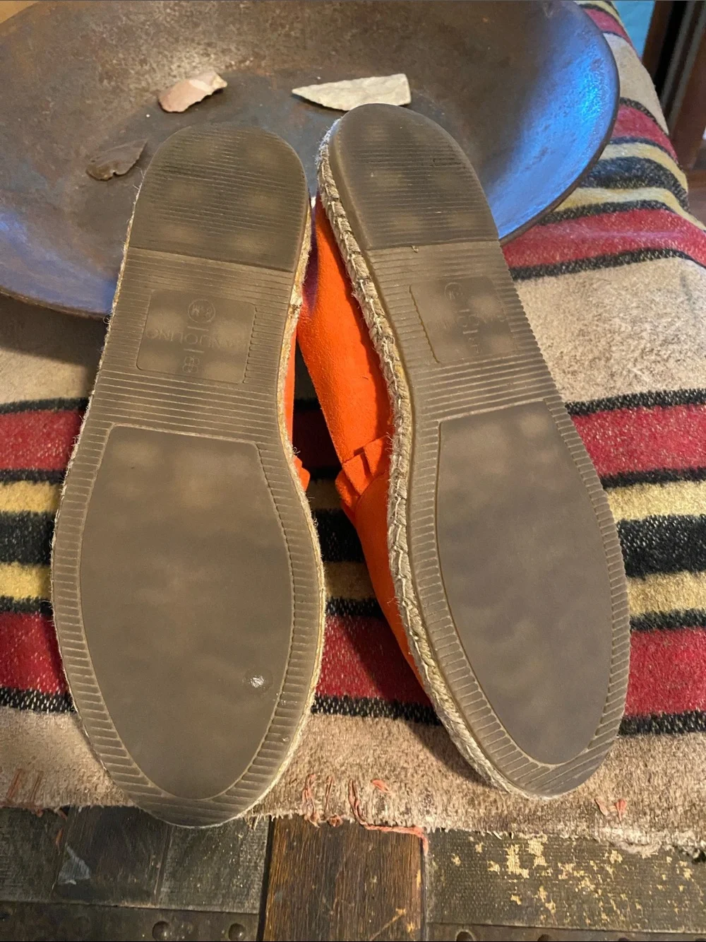 Bandolino Orange Suede Ruffle Espadrille Flats